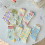 Woman Socks Fashion Summer Thin Mesh Breathable Crew Socks Harajuku Lace Floral Japan Style Kawaii Cute Princess Socks 2023 New