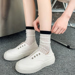 New 2023 Summer Women Socks Hollow Out Mesh Thin Breathable Cotton Long Socks Casual Fashion Solid Color School Girls Crew Socks