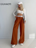 2023 New Spring Summer Women's Casual Straight Classic Green Black Rose Red High Waist Pants Korean Wide Leg Trousers For Women