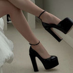 Platform Pumps For Women Chunky High Heel Ankle Strap Fashion Pointed Toe Brand New Shoes 2022 Trendy Sexy Luxury Shoe Summer