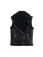 suninhear 2023 Woman Winter Reversible Cotton Imitation Leather Vest Fashion Sleeveless Jacket Windproof Casual Warm Coats