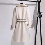 Oversized 4xl Fall Winter Woolen Long Coats Women's Lapel Slim Wool Blend Jackets With Belts Korean Elegant Thick Overcoats New