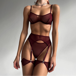 Sexy Bra and Panty Set Sensual Lingerie See Through Bra Kit Push Up Seamless Sheer Lace Intimate Soft Erotic Sets Garter
