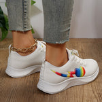 Rimocy Fashion Print Women's Sneakers 2023 Lace-Up Breathable Mesh Casual Shoes Woman Soft Bottom Non-Slip Ladies Sport Shoes