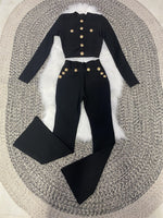 New Autumn Style Black Color Women Long Sleeve Button Rayon Bandage Coat Pants Fashion Women's Set High Street Celebrate Wear