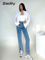 Zadily 2023 Spring Korean Style Long Sleeve White Shirt Women Sexy Button Ladies Crop Tops Blouse Street New In Female Clothing