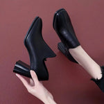 Thick Heel Fashion Shoes Women 2023 Spring and Autumn New Square Toe Deep Mouth Sexy Black Fashion High Heels Women’s