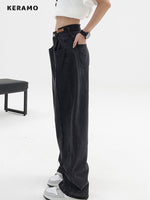 2023 Women Baggy  Long Jeans Harajuku Black Wide Leg Trousers Streetwear Vintage High Waist Denim Pants Big Pocket Y2k Feamle