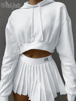 Waatfaak White Pleated Skirt Short Woman Elastic Waist Mini Skirts Sexy Casual Summer Embroidery Y2K Tennis Skirt New Preppy 90S