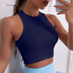 SALSPOR Sleeveless Yoga Short Shirts Running Sports Gym Women Tops Fitness Running Moisture Breathable Seamless Knitted Vest