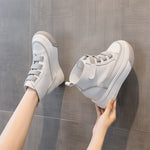 Spring Autumn New Korean Style Fashion Slim Height Increasing Platform Genuine Leather Women Sneakers Ladies High-top Pumps 2208