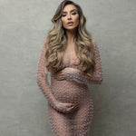 Fashion Sexy Hot Diamond Blouse Mesh Dress Perspective Pin Bead Sundress Wrap Hip Skinny Sheath Long Sleeve Beach Solid Dresses