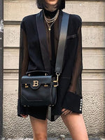 DEAT Fashion Women's Blazer Fake 2 Pcs O-neck Splicing Translucent Gauze Long Sleleve Suit Jackets Autumn 2023 New Tide 17A2746