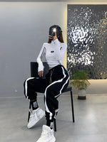 YornMona Women Cargo Pants 2022 Autumn Fashion Black Harajuku Sweapants Letters Print Jogger Trousers Streetwear