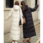 2023 Thick Long Down Parka Women Down Jacket Hooded Winter Warm Thick Coat Female Casual Loose Button Zipper Outwear Oversized
