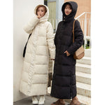 2023 Thick Long Down Parka Women Down Jacket Hooded Winter Warm Thick Coat Female Casual Loose Button Zipper Outwear Oversized
