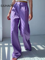 2023 New Spring Summer Women's Casual Straight Classic Green Black Rose Red High Waist Pants Korean Wide Leg Trousers For Women