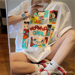 Short Sleeve T-shirt for Women 2023 New Summer Design Sense Cartoon Print Loose Sweet Cool Hot Girl Shoulder Half Sleeve Top
