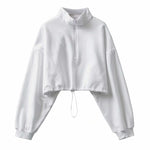 Autumn Winter Hot Style Pullover Women's American Casual Half Zipper Sweater Loose Stand Collar Sports Long-sleeved Jacket