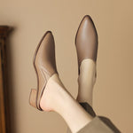 5CM Retro Pointed Baotou Women's 2023 Summer New Thick-heeled Mid-heel Muller Shoes Summer Outwear Half-slippers