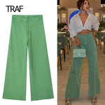 TRAF Wide Leg High Waist Jeans for Women Summer 2023 Straight Baggy Long Female Denim Trousers Korean Elegant Wide Female Jeans