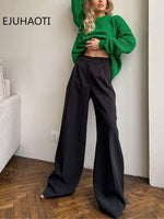 2023 New Spring Summer Women's Casual Straight Classic Green Black Rose Red High Waist Pants Korean Wide Leg Trousers For Women