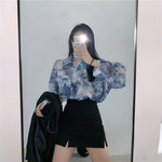 Shirts Women Fashion Tie Dye Harajuku Gothic Top New Korean Loose Casual Clothes Sun-proof Embroidery All-match Summer Holiday