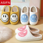 ASIFN winter Women Fluffy Fur Slippers Big Smile Floor Short Plush Fleece Flat For Couples Black Ladies Shoes Indoor Slippers