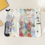 2023 New Fashion Woman Socks Summer Ultra-thin Transparent Crystal Silk Socks Harajuku Floral Retro Japanese Kawaii Cute Socks