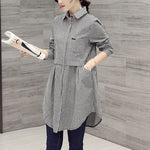 All-match Button Plaid Print Midi Shirt Female 2022 Spring Autumn New Korean Fashion Spliced Loose Long Sleeve Polo-Neck Blouse