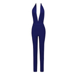 CIEMIILI Deep V Neck Fashion Celebrity Bandage Solid Rompers 2022 Ladies New Fashion Full Length Skinny Summer Backless Jumpsuit