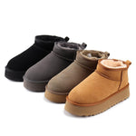 Low Shaft Australia Unisex Thick Platform Sole Snow Boots Women Genuine Leather Ankle Boots Warm Men Winter Shoes