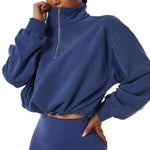 NCLAGEN Running Top Women Long Sleeves 1/2 Zipper Yoga Shirts Stand Collar Leisure Gym Blouse Outdoor Loose Fitness Sweater