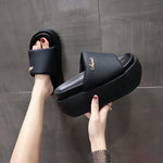 Summer Bling Platform Slippers Woman Outdoor 8CM Beach Slides Shoes Women Wedges Non-slip Sandals Flip Flops Zapatos De Mujer
