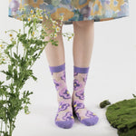 Japanese Kawaii Crystal Silk Socks Ultra-thin Transparent Summer Women Elastic Long Socks Harajuku Flower Glass Silk Lace Socks