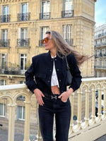 Ladies Vintage Solid Short Bomber Autumn Winter Jacket Women Coat With Pockets Outerwear Outfits Chic Tops Women Coat Female