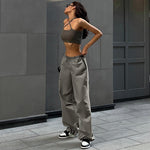 Vintage Streetwear Low Waist Drawstring Baggy Trousers Drawstring Waist Casual Cargo Pants Women Sweatpants Women's Clothing