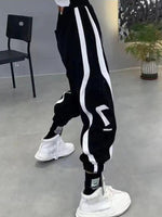 YornMona Women Cargo Pants 2022 Autumn Fashion Black Harajuku Sweapants Letters Print Jogger Trousers Streetwear