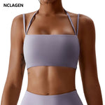 NCLAGEN Nude Fitness Vest Women High Support Sports Bra Tight Quick-drying Yoga Crop Tank Top Push-up Outdoor Running Gym Halter