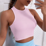 SALSPOR Sleeveless Yoga Short Shirts Running Sports Gym Women Tops Fitness Running Moisture Breathable Seamless Knitted Vest