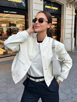 Ladies Vintage Solid Short Bomber Autumn Winter Jacket Women Coat With Pockets Outerwear Outfits Chic Tops Women Coat Female