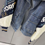 Stitching Denim Jackets Women's Spring Autumn Winter 2023 Trendy Fashion Coat Casual Loose Baseball Uniforms Open Stitch Jacket
