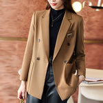 #5250 Black Green Khaki Vintage Blazer Coat Women Single Button Elegant Office Blazer Jacket Femme Regular Fit Pockets Outerwear