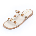 2023 New Summer Sandals Women's Fashion Studded Decorative Ankle Buckle Strap Low Square Heel Open Toe Women's Sandals