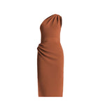 Sexy Orange High Waist Midi Skirt Sleeveless Solid Slanted Shoulder Women's  Fashion Elegant Evening Party Dresses Vestidos
