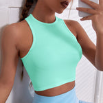 SALSPOR Sleeveless Yoga Short Shirts Running Sports Gym Women Tops Fitness Running Moisture Breathable Seamless Knitted Vest