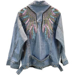 2023 New AutumnFashion Rivet Woman Denim Jacket Long Sleeve Female Jackets Jeans Coat Beading Tassel Denim Coat Outerwear