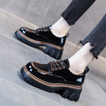 Autumn British Style College Small Leather Shoes Women's Thick Bottom Patent Lace-up Loafers Retro Single Shoes Women's Shoes