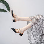 Women's Shoes Loafers 2023 Summer Style Leather Rivet Buckle Thick Heel Baotou Half Slippers Women Outerwear Sandals