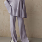 Winter Oversized Long Sleeve Women Knitted Tracksuits Wide Leg Pants Ladies Outfit Loungewear Streetwear Elegant Female 2 Piece